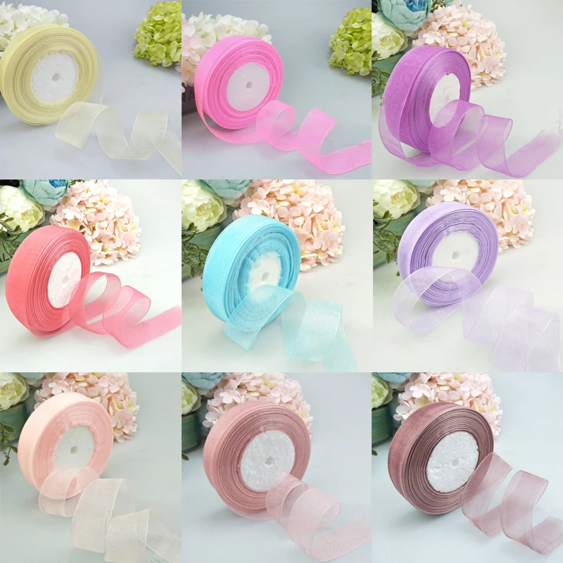 

Sale 2.5CM Organza Ribbon Christmas ribbons gift wrapping Party Wedding Flowers packaging 45M/roll Decoration