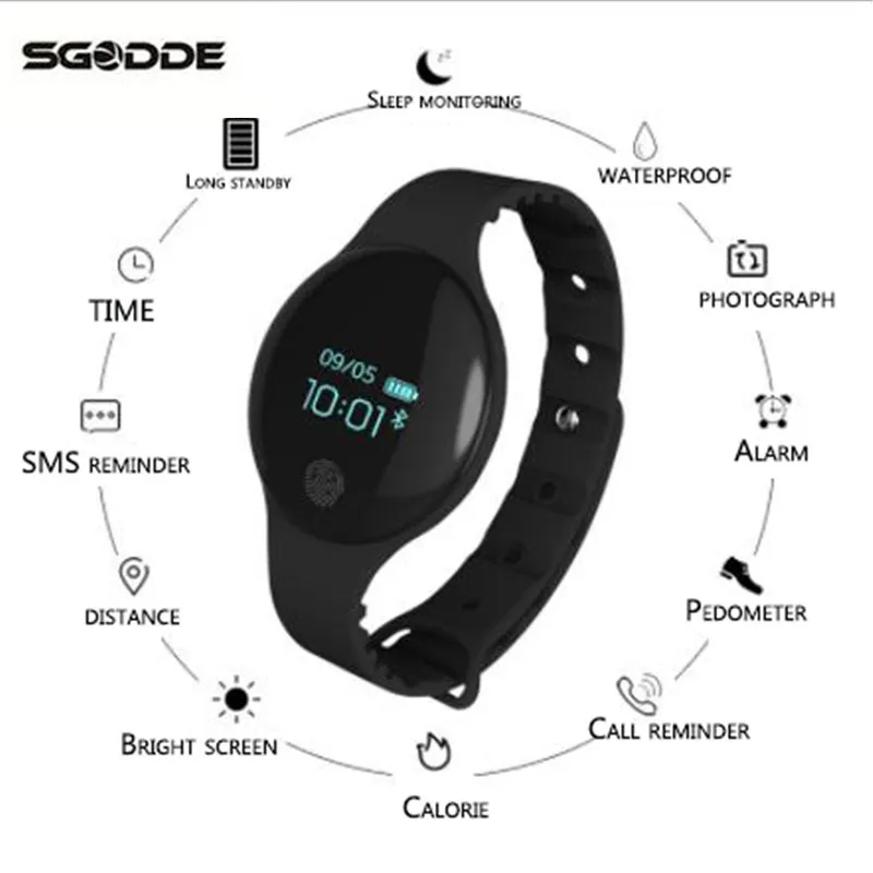 

SGODDE Pedometer bluetooth Smart Pedometer Smart Bracelet Tracker Health Monitoring Waterproof Multifunction Fitness Men Women