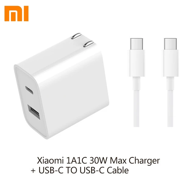 Оригинальное зарядное устройство USB Xiaomi 1A1C 30 Вт макс смарт-выход PD 2,0 QC 3,0 Быстрая зарядка type-C 5 В = 3A 9 В = 3A 15 В = 2A 12 В = 2,25 A type-A