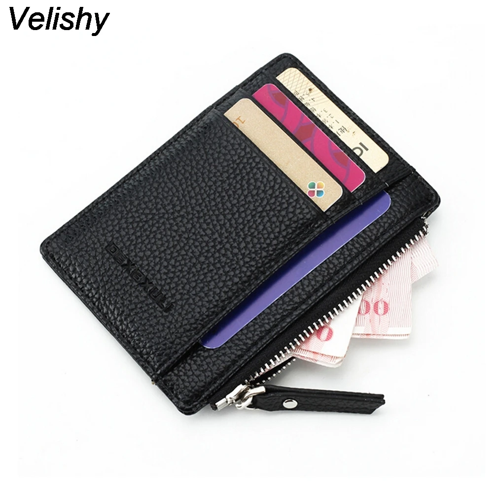 

Velishy 1PC High Quality New Leather Card Holder Black Brown Soft Business Fashion ID Credit Cards Holders For Men