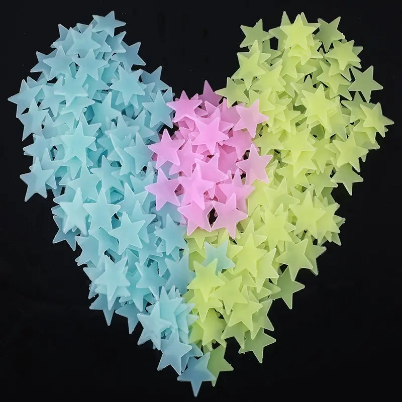 100pcsbag Luminous Star Stickers Bedroom Fluorescent Painting Toy stickers Glow in the Dark  Decoration Toys for Kids Children (8)