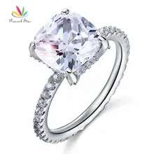 Estrella Promesa de Compromiso Del Anillo de Bodas de Plata Esterlina del Sólido 925 de pavo real 5 Carat talla Cojín Creado Diamond Joyería CFR8092
