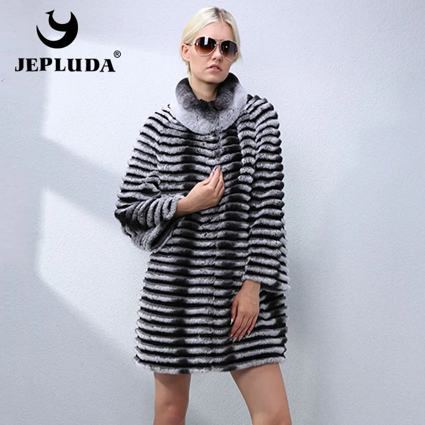 JEPLUDA Меховой Женское Пальто Осень Зима Куртка Женская Под Шиншилла Шуба Из