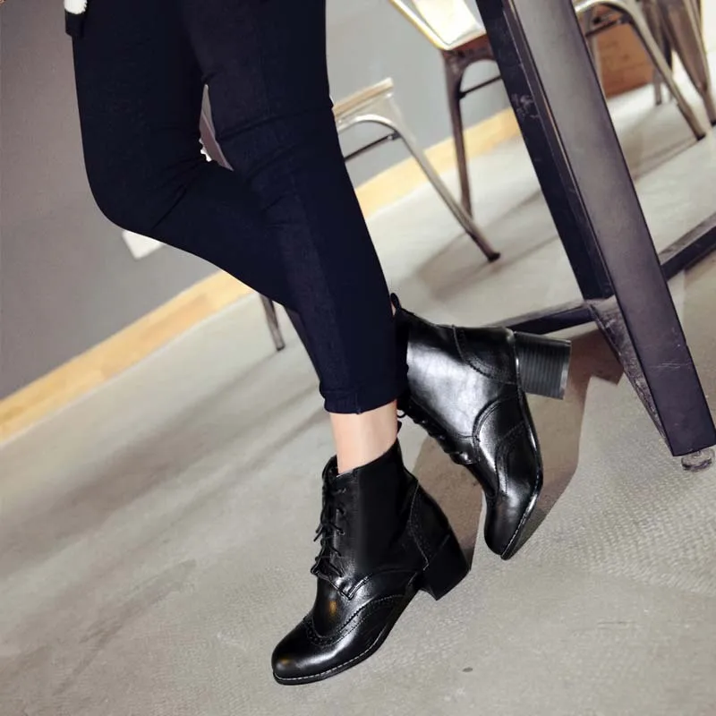 

ENMAYER Martin boots New Fashion Motorcycle Boots Design Vintage Lace Up High Winter Warm Fur Shoes Platform Ankl Boots forWomen