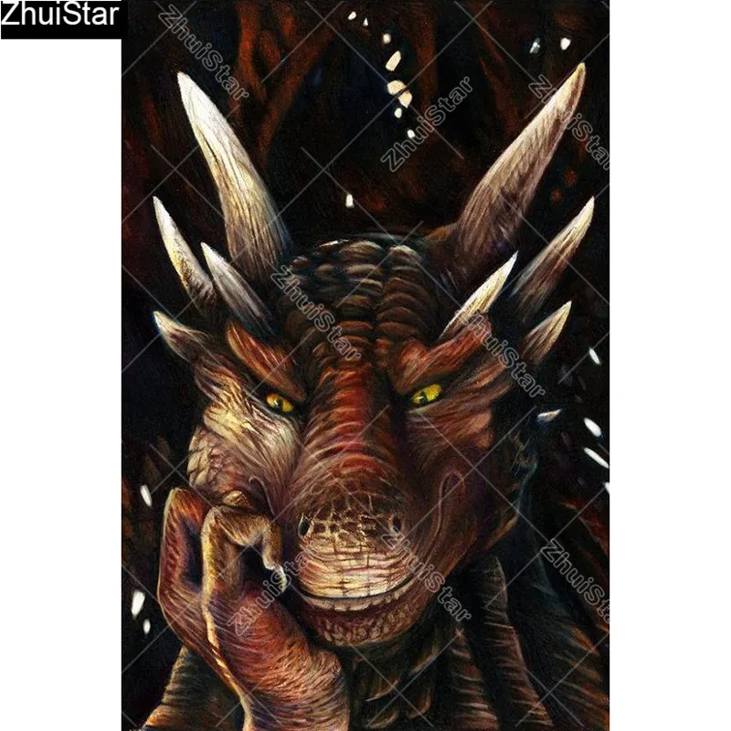 Full Square 5D DIY Diamond Painting &quotBored Dragon&quot Embroidery Cross Stitch Mosaic Home Decor Gift CJ19 | Дом и сад