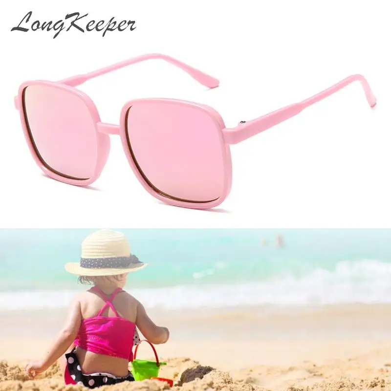 

LongKeeper Children Sunglasses Kids Square Oversized Mirror Lens Eyewear Baby Boys Girls Travel Sun Glasses Gafas De Sol UV400