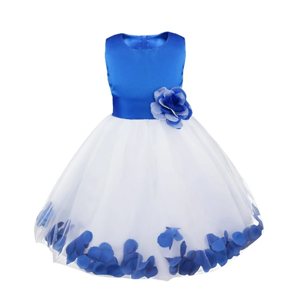 TiaoBug/vestido infantil; Платья с цветочным узором для девочек; элегантное Пышное торжественное платье с цветочным узором для девочек; платья для свадебной вечеринки - Цвет: Blue