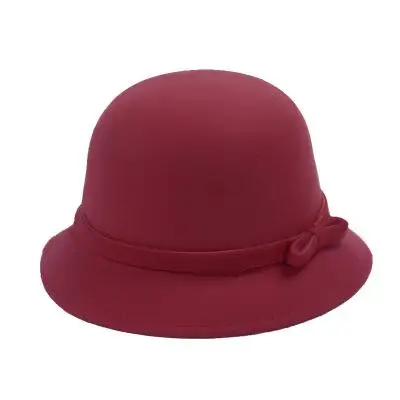 Весенняя модная винтажная Женская шерстяная шляпа Fedora Bucket Dome Bell с бантом фетровые шапки женские шапки шляпа 7 цветов - Цвет: 5