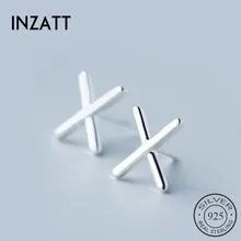 INZATT Tiny Letter X Shape proste prawdziwe 925 kolczyki sztyfty ze srebra wysokiej próby personanity Pin przekłucie Tragus drobno tkana biżuteria prezent