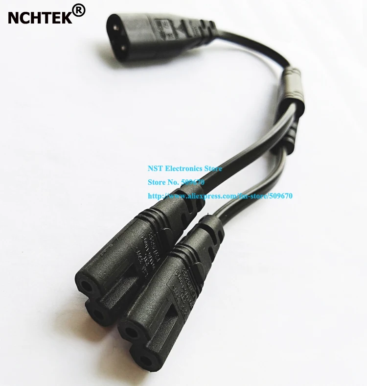 

NCHTEK IEC 320 C8 2Pin Male to 2xC7 Female Y Split Power Connector Cable 28CM/Free Shipping/20PCS