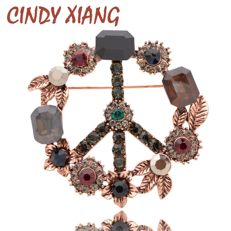 Женская брошь &quotМир&quot CINDY XIANG винтажное украшение со стразами в виде знака мира