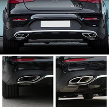 2 pièces de garnitures d'échappement en acier noir brillant pour Mercedes Benz GLC C classe E C207 coupé 2014-2017 W212 W213 W205 X253 C180 C200 pièce de voiture