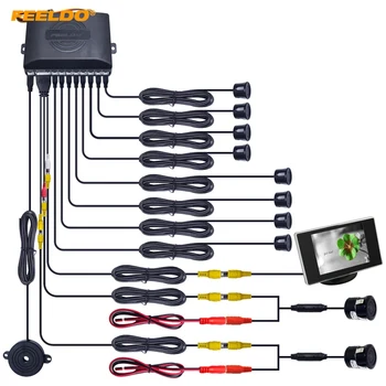 FEELDO 1Set Car 8 Sensors Front&Rear Dual View Parking Sensor Backup Radar System +Monitor+18.5mm Camera #FD-4454 FEELDO 1Set Car 8 Sensors Front&Rear Dual View Parking Sensor Backup Radar System +Monitor+18.5mm Camera #FD-4454