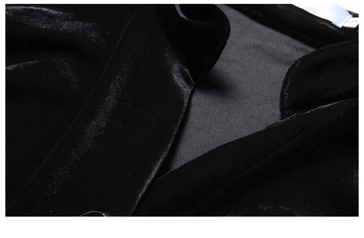 Willstage элегантное черное бархатное платье однобортный длинный рукав ремень платья для женщин Высокое качество спереди Сплит Новинка Весна Vestidos