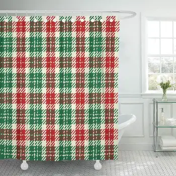 

Red English Christmas Plaid Yellow Kilt Material Scotland Scottish Tartan Traditional Decor Shower Curtains Bathroom Curtain