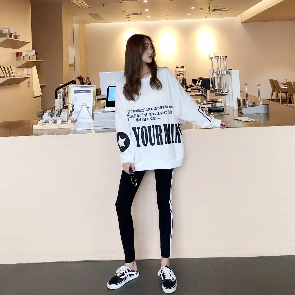 Женские свитшоты в винтажном стиле Harajuku Ulzzang Свободный свитшот с надписью