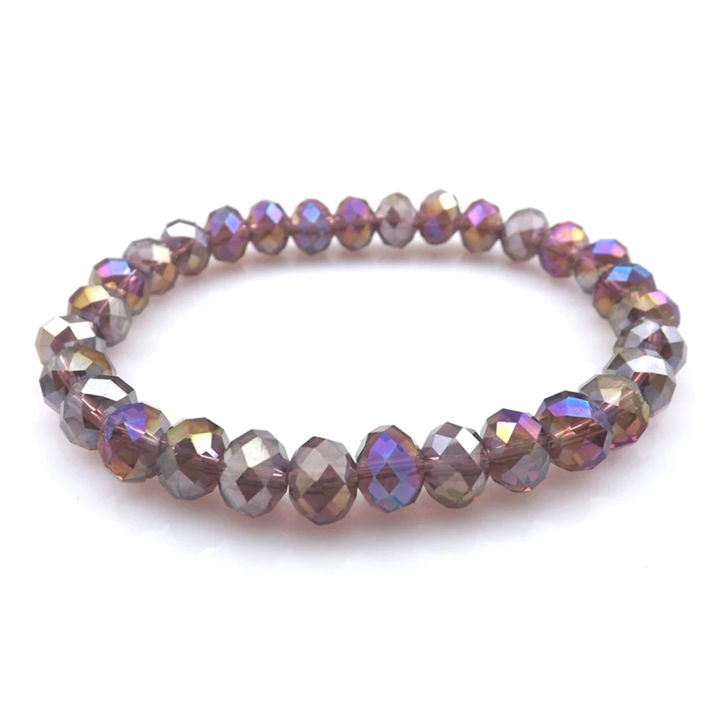 

AB Purple 8mm Faceted Crystal Beaded Bracelet For Women Simple Crystal Bracelets 20pcs/lot Free Shipping