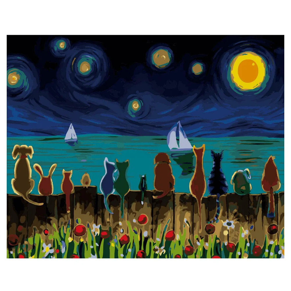 

Hot sale 16X20inch Paint By Number Kit DIY Digital Oil Acrylic Painting on Canvas Home Decor, Animal feelings