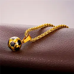 2018 мир высокого качества Спортивное ожерелье футбольный кулон цепи Нержавеющая сталь футбольные фанаты подарок дропшиппинг