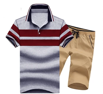 

hot sale new design asian size M-3XL men set summer cotton short sleeve 2 pcs