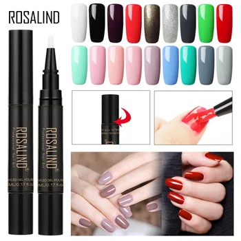 

ROSALIND Nail Gel Polish Brush Pen 5ML 31-58 Semi Permanent UV Soak Off Top White All for Manicure Hybrid Nail Art Gel Varnishes