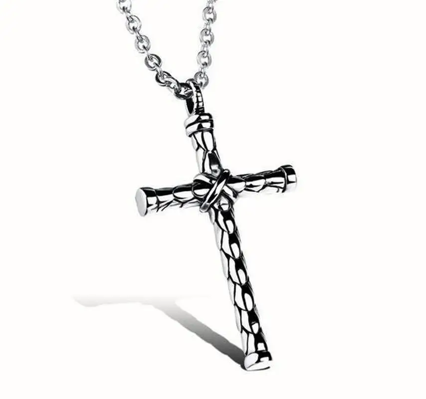 Vintage Jesus Cross Pendant Necklace 