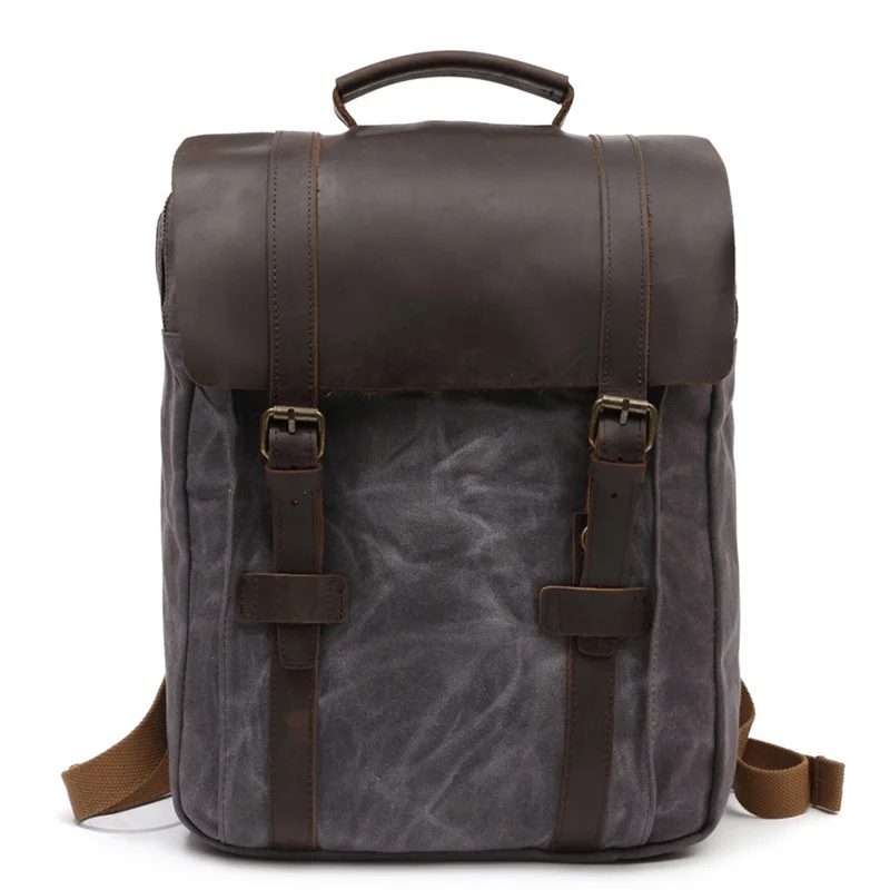 Модная тканевая сумка для компьютера 15," Рюкзак масло воск Холст кожаная сумка для отдыха