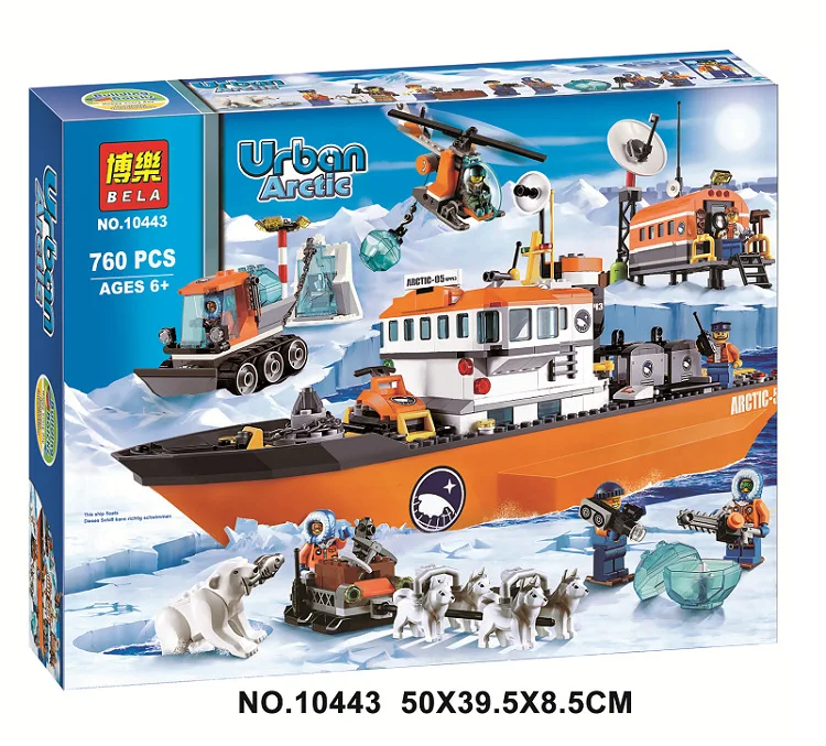 

2016 New Bela 10443 760Pcs City Arctic Icebreaker Model Buildinlg Kits Blocks Brick Toys Compatibe With