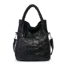 Женские сумки из натуральной кожи ручной работы, плетеная Сумка из овчины, Вместительная женская сумка через плечо, клатч, женская сумка