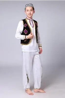 Центральной Азии в этническом стиле танцевальный костюм Исламская Хуэй одежда для богослужения мусульманских Танцы одежды в китайском народном сценические костюмы для сцены - Цвет: Man Style B
