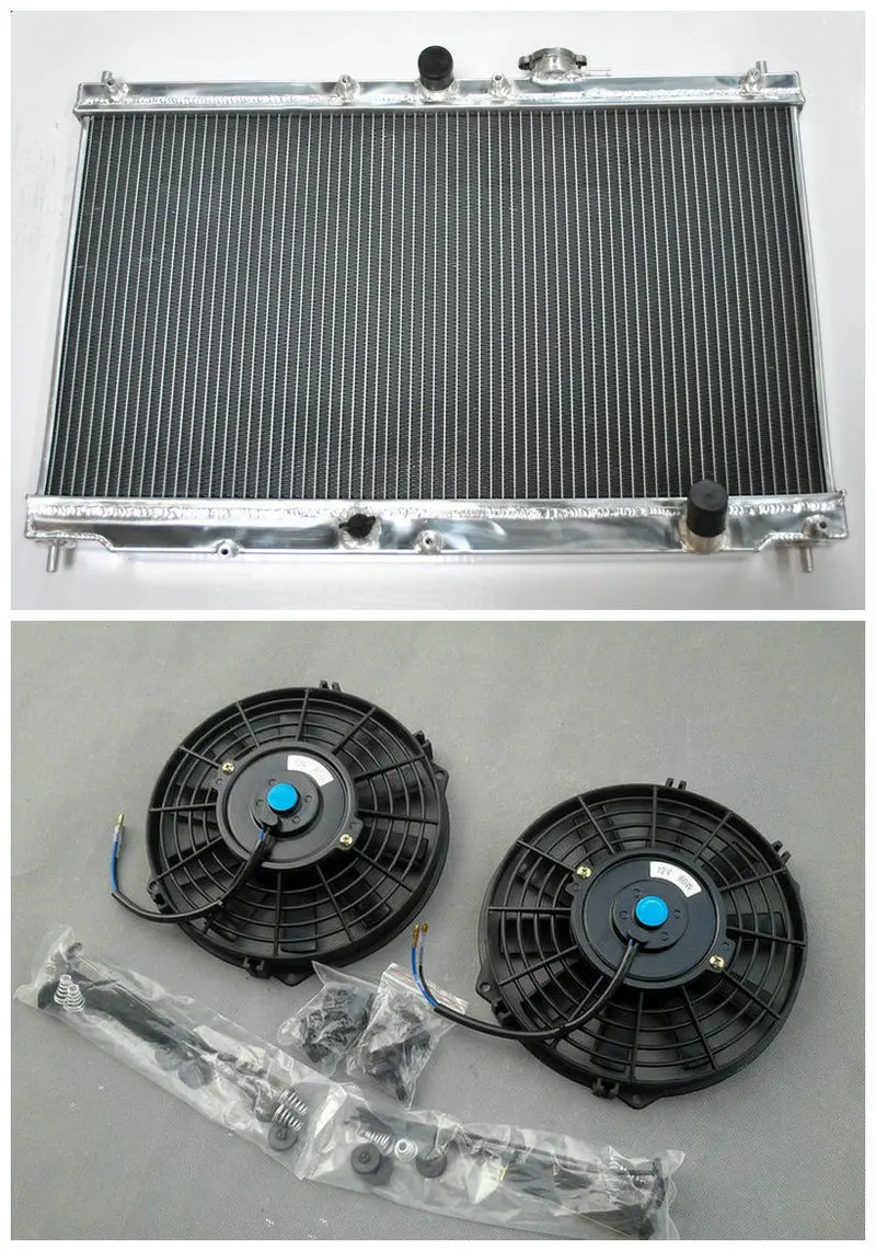 

Racing aluminum radiator + two fan for Honda Accord 1990 1991 1992 1993 / PRELUDE 92-96 94 MANUAL MT 92 93 94 95 96