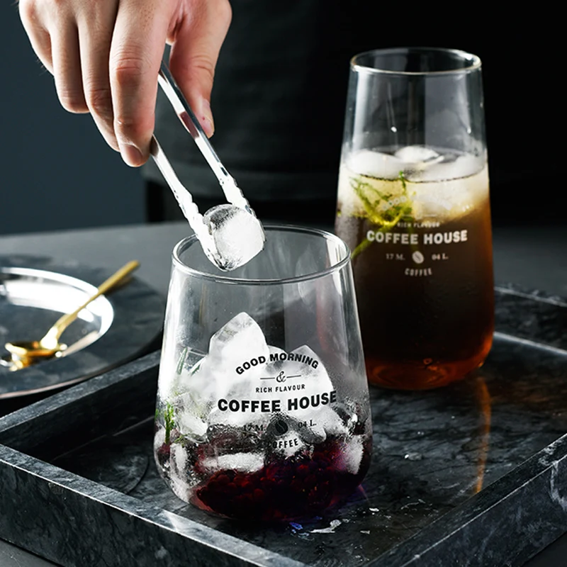 1Pc Glass Cup Large Beer Coffee Cup Transparent Glass Beer Coffee Mugs Breakfast Juice Milk Cup Glass Home Office Mug Drinkware (4)