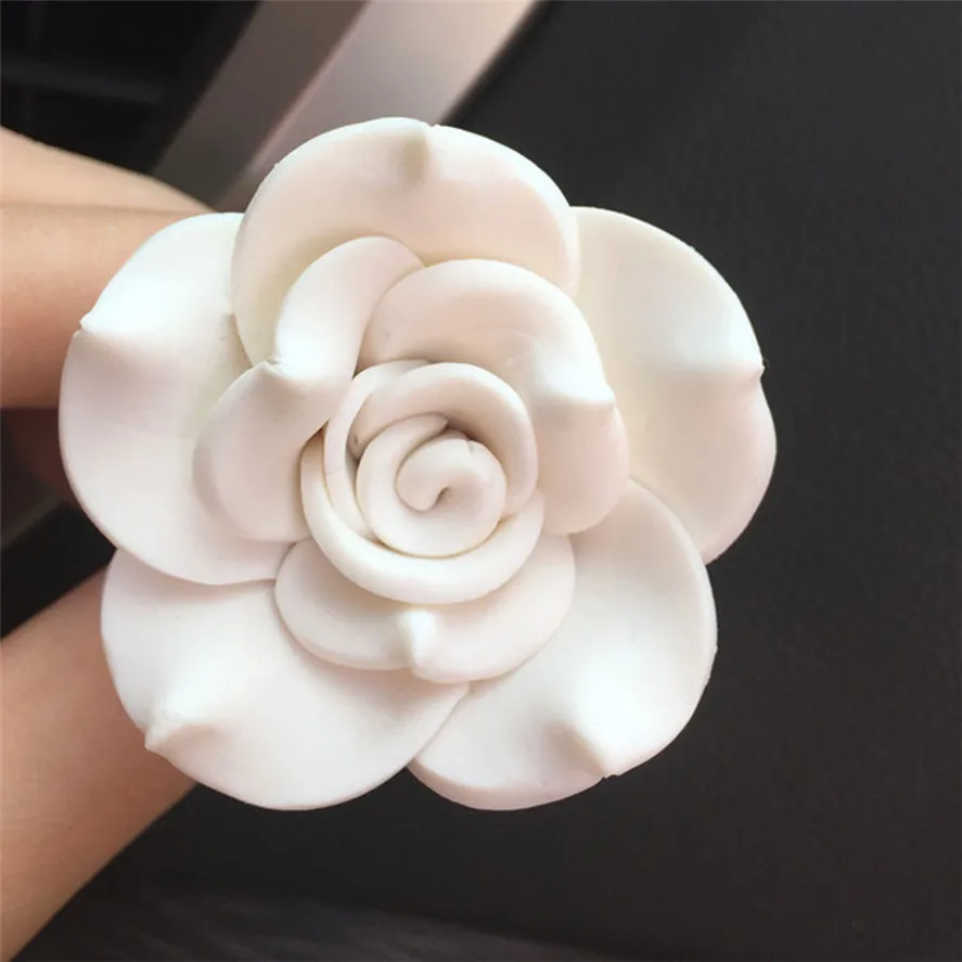 

New Air Freshener Clip 1PC Car Soft Pottery Flower Air Outlet Fragrant Perfume Clip Freshener Diffuser+2PCS Balm Best Gift