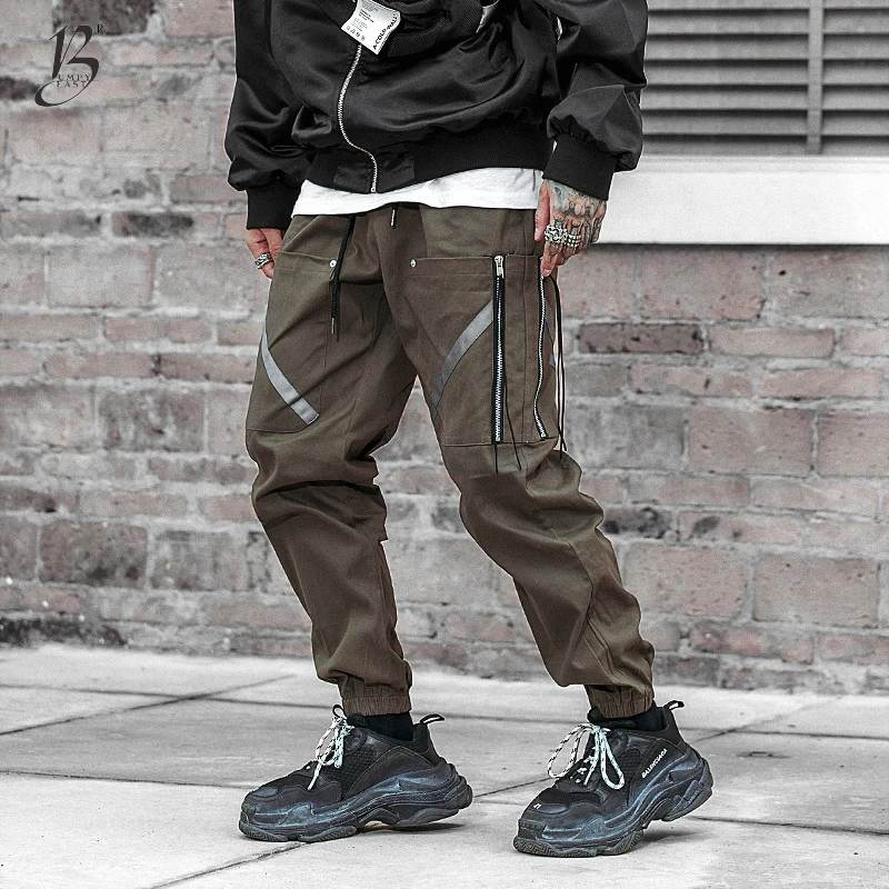 Bumpybeast 2019 Для мужчин бегунов Мода штаны-карго карманов ленты брендовая одежда пот Штаны хип-хоп Swag шаровары S-XXL k027