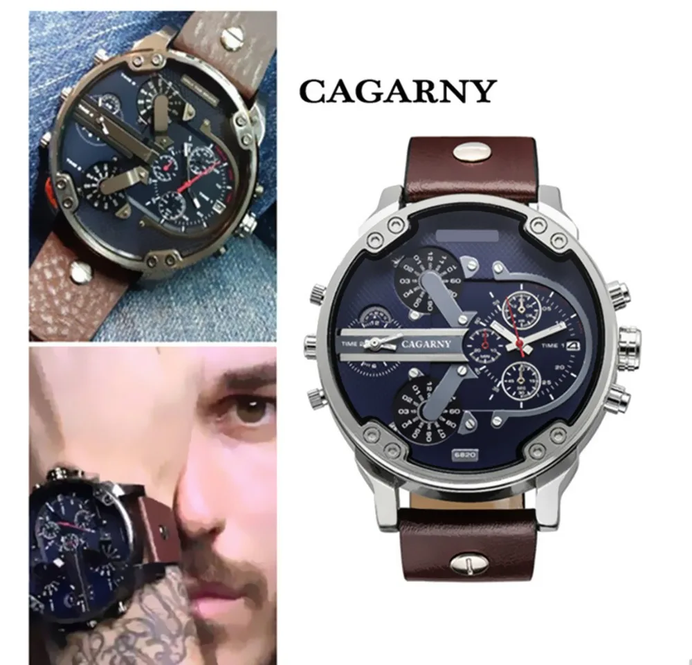 Reloj Hombre Роскошные Брендовые мужские часы CAGARNY с кожаным ремешком кварцевые часы военные спортивные мужские часы Relogio Masculino