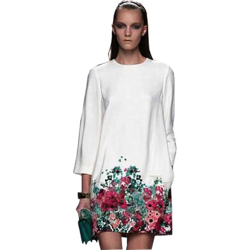 

Summer Dress 2019 New Summer Style long-sleeved Korean The Printed Sundress Straight Dresses Vestidos KS025