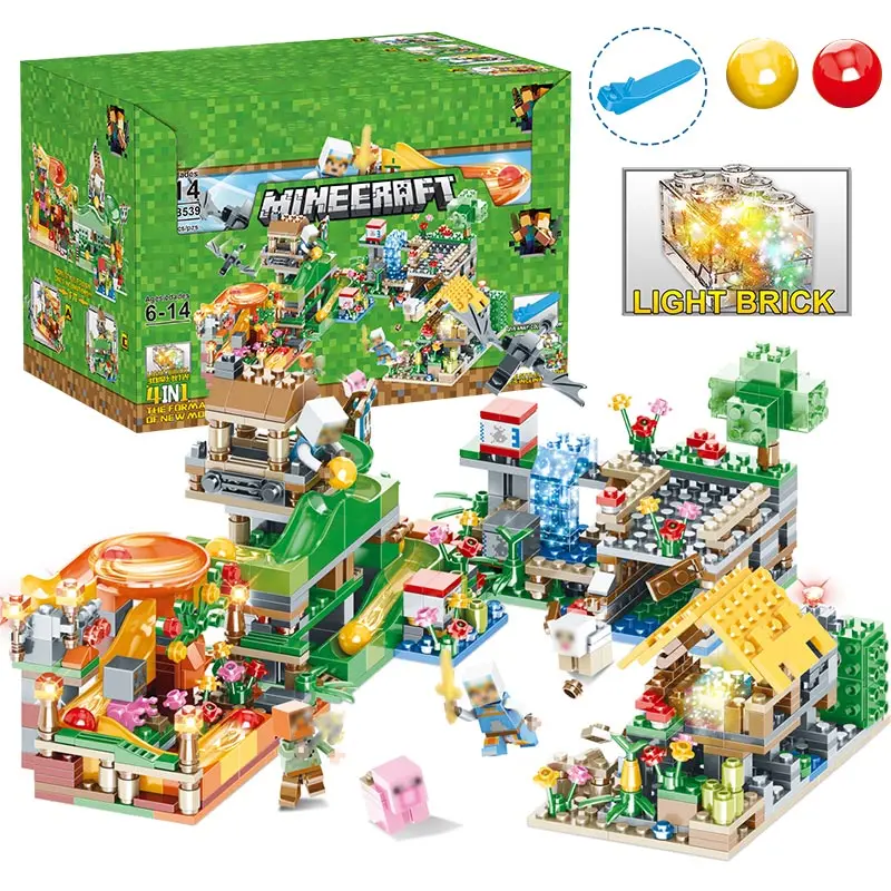 

My World Creator Building Blocks Compatible LegoING Minecrafter Track Beads Designer Educational Light Bricks Toys for Children