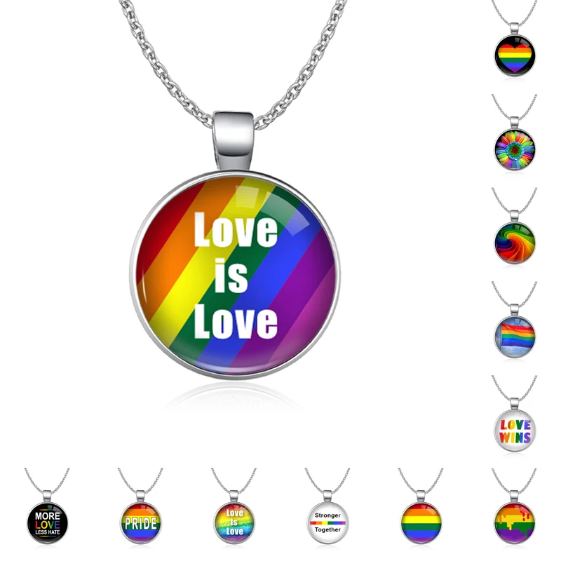 

Rainbow Infinity Love Wins Heart GLBT for Lesbians Gays Bisexuals Transgender Men's LGBT Rights Pride Necklaces for Women