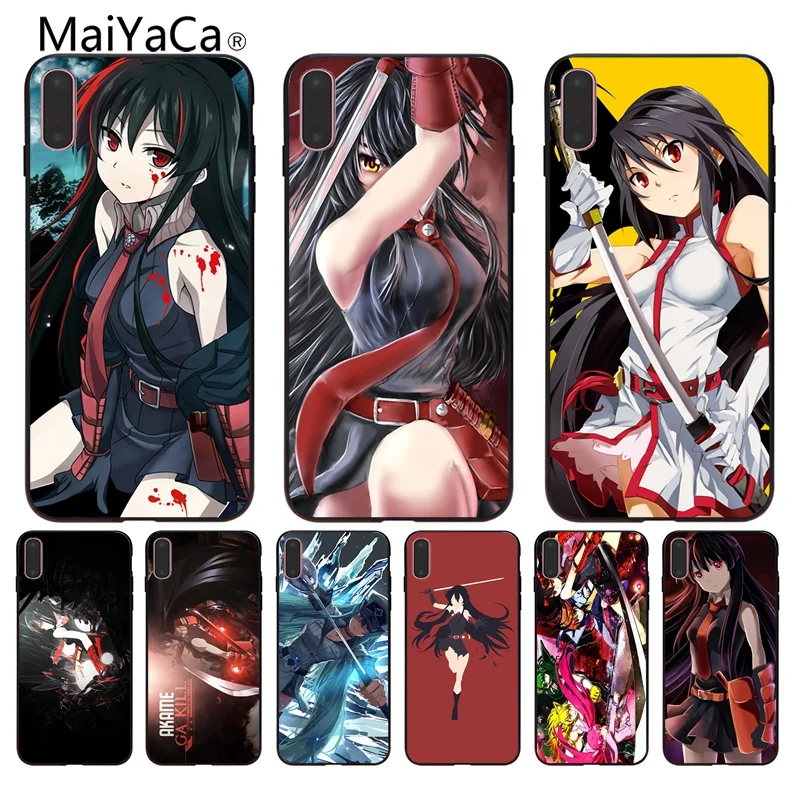 MaiYaCa akame ga kill чехол для телефона iphone X 8 8plus черный и 7 7plus 6 6s | Мобильные телефоны