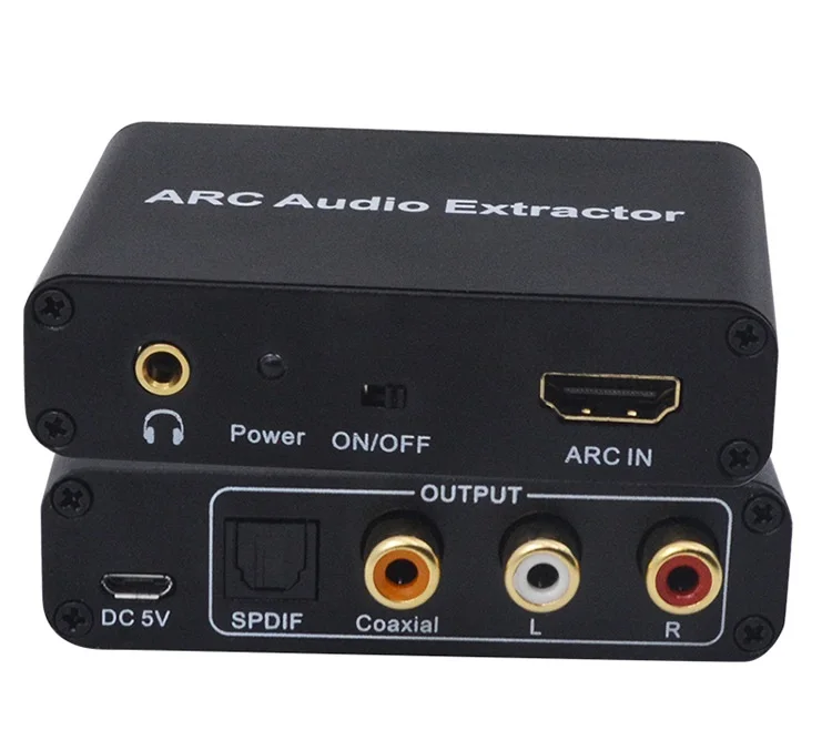 

192KHz Aluminum ARC Audio Adapter HDMI Audio Extractor Digital to Analog Audio Converter DAC SPDIF Coaxial RCA 3.5mm Jack Output