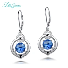 l&zuan S925 Silver Sapphire Drop Earrings For Womens Trendy 5.41ct Blue Natural Gemstones Luxury Round Fine jewelry Party
