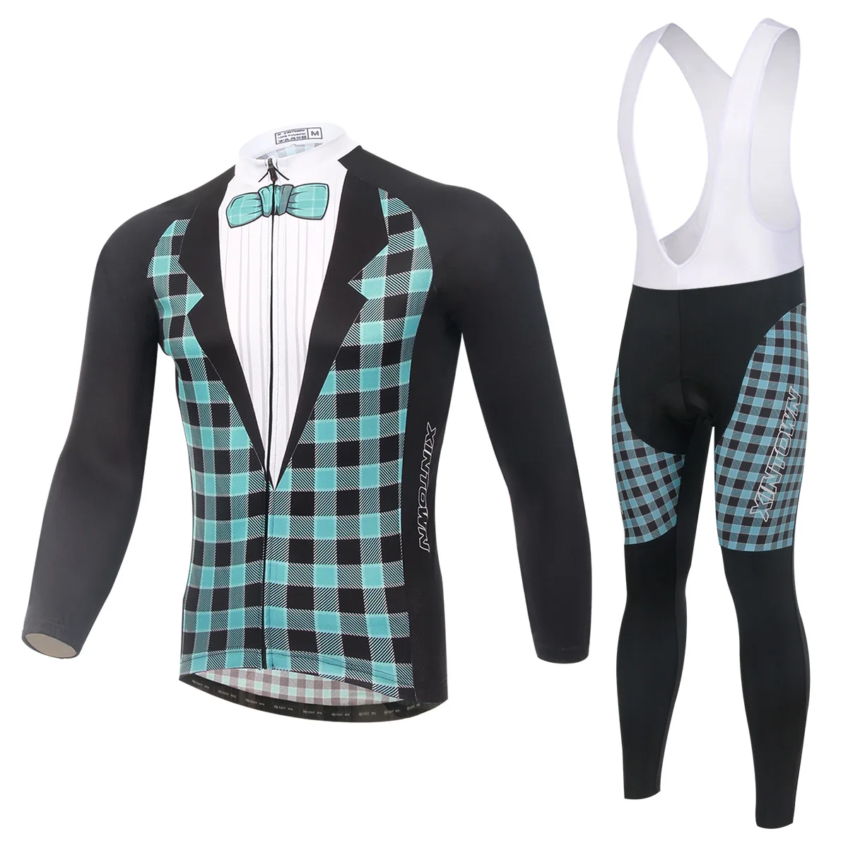 

XINTOWN dress bike riding jersey cycling suit strap long sleeve wear bicycle suits fleece wind warm functional clothing