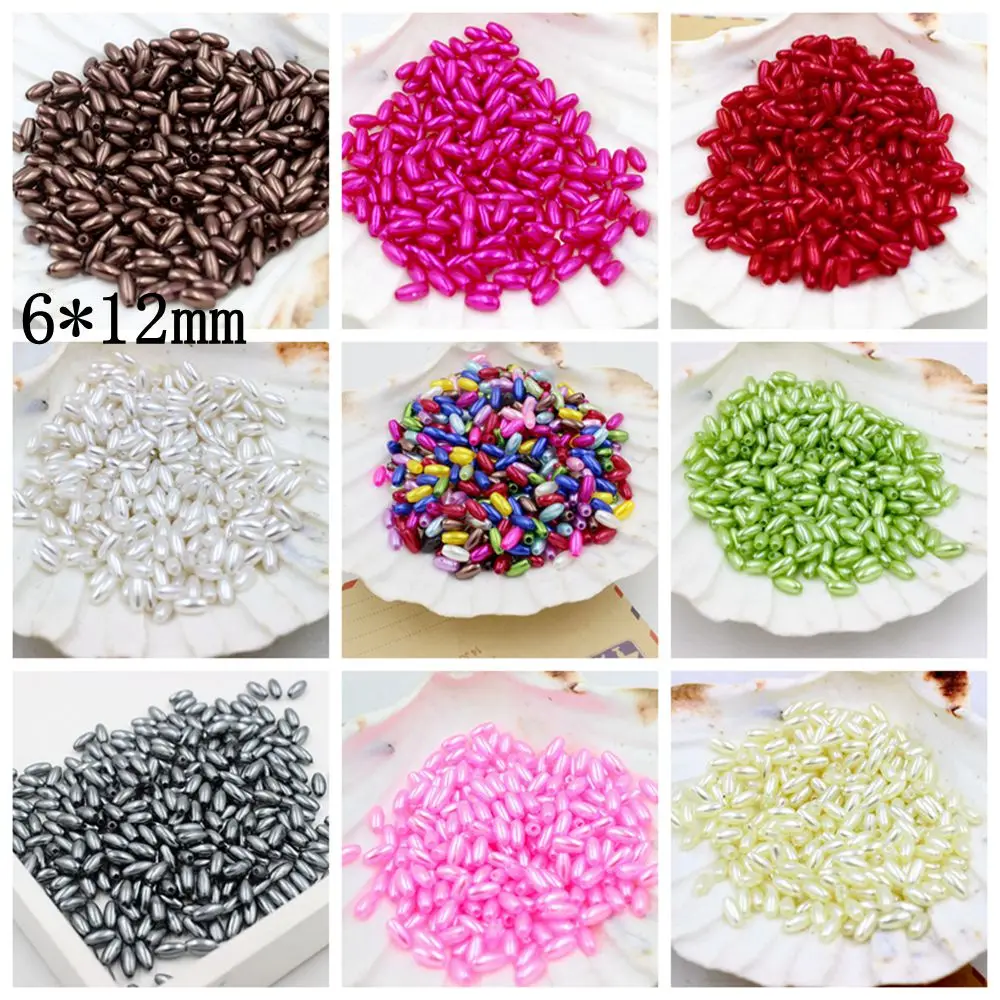 

New 6x12mm 144Pcs Rice Shape Multi-Colors Imitation Pearls Beads Crafts Decoration For DIY Bracelets Necklaces Jewelry Making