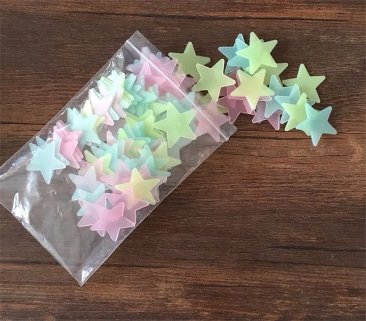 8 100PcsPack Luminous Stars Wall Stickers DIY Wall Art Home Decor Sticker 3D Glow In Dark Shine Gift Fluorescent Stickers Decors