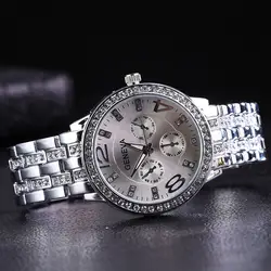 2019 дамы золотой стальной ремень сплав кварцевые круглые сапфировые хрустальные Ограниченная серия часы модные деловые часы с бриллиантами