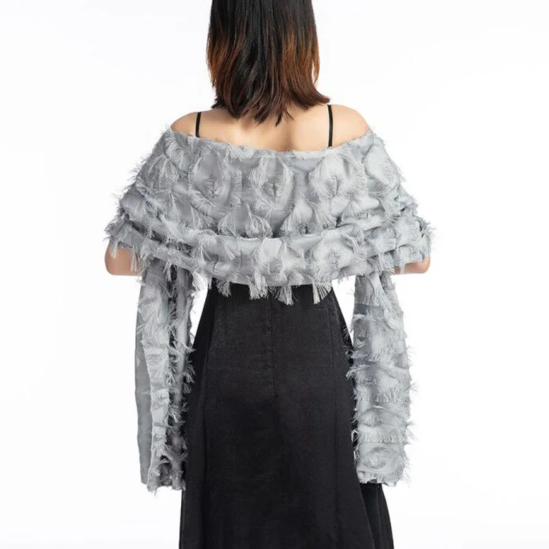 Женский шарф с кисточками, новейший элегантный шаль с бахромой и обертыванием, модные вечерние длинные шарфы 190*45 см