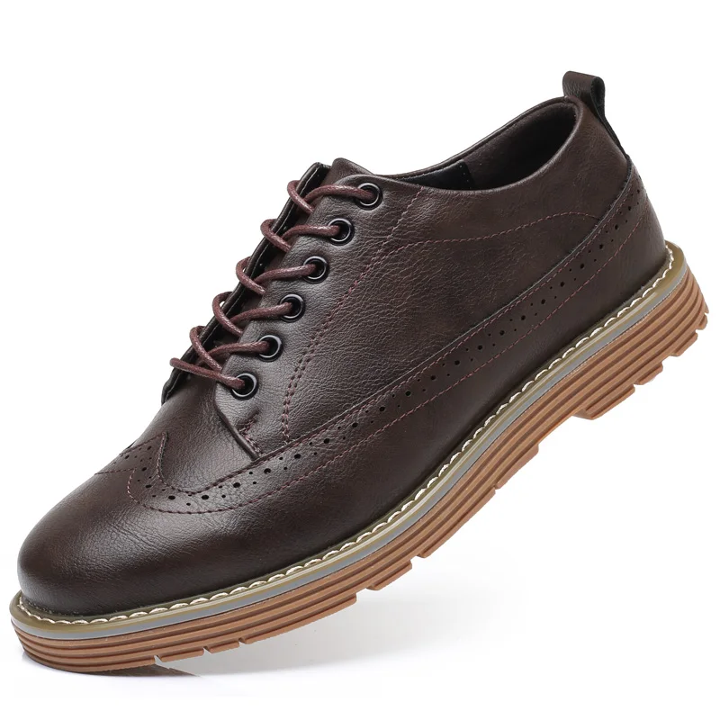 Merkmak Spring New Casual Shoes Men's Leather Flats Lace-Up Shoes Simple Stylish Male Shoes Large Sizes Oxford Shoes For Men Merkmak Spring New Casual Shoes Men's Leather Flats Lace-Up Shoes Simple Stylish Male Shoes Large Sizes Oxford Shoes For Men