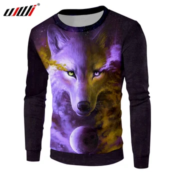 

UJWI Men's Casual Sweats 3d Print Galaxy Space Angry Wolf Sweatshirt Hoodies Autumn Hiphop Sportwear Punk Jumpers Pullovers 5XL