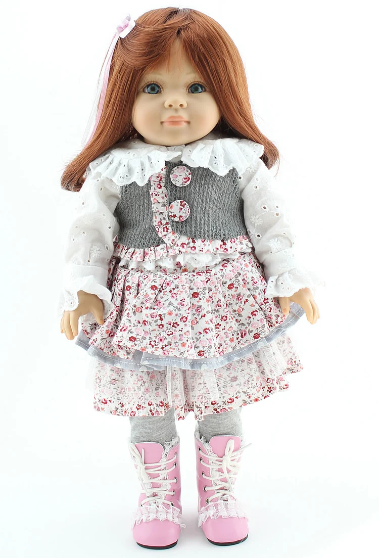 Американская принцесса 18 ''45 см девочка кукла коричневый длинные волосы милый комплект одежды Reborn ручной работы винил Новорожденный ребенок кукольный подарок для девочек