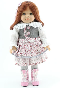

AMERICAN PRINCESS 18'' 45CM GIRL doll Brown Long hair Cute Clothes set Reborn handmade vinyl newborn baby doll girls gift